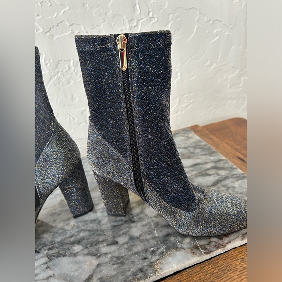Sam Edelman Boots Calexa Ankle Block Heel Sparkle Blue BNWT Size 6 - Picture 11 of 12